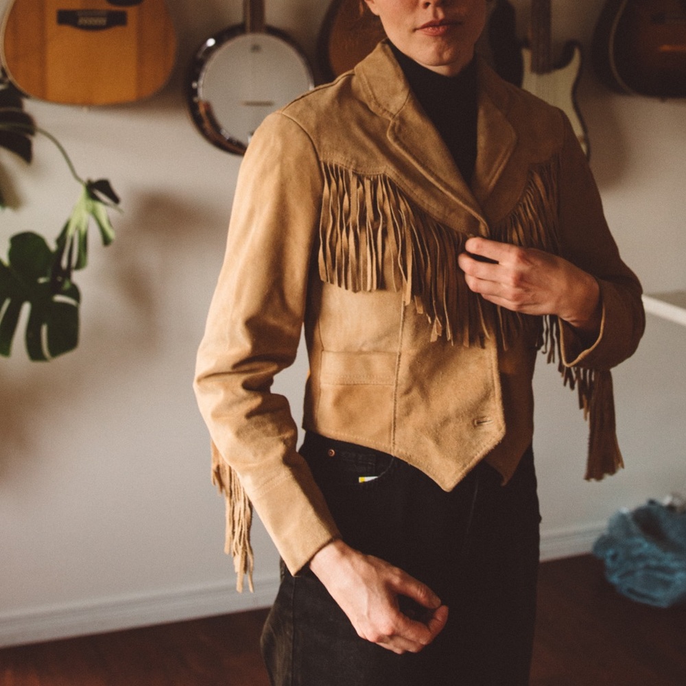 Suede Fringe Crop Jacket